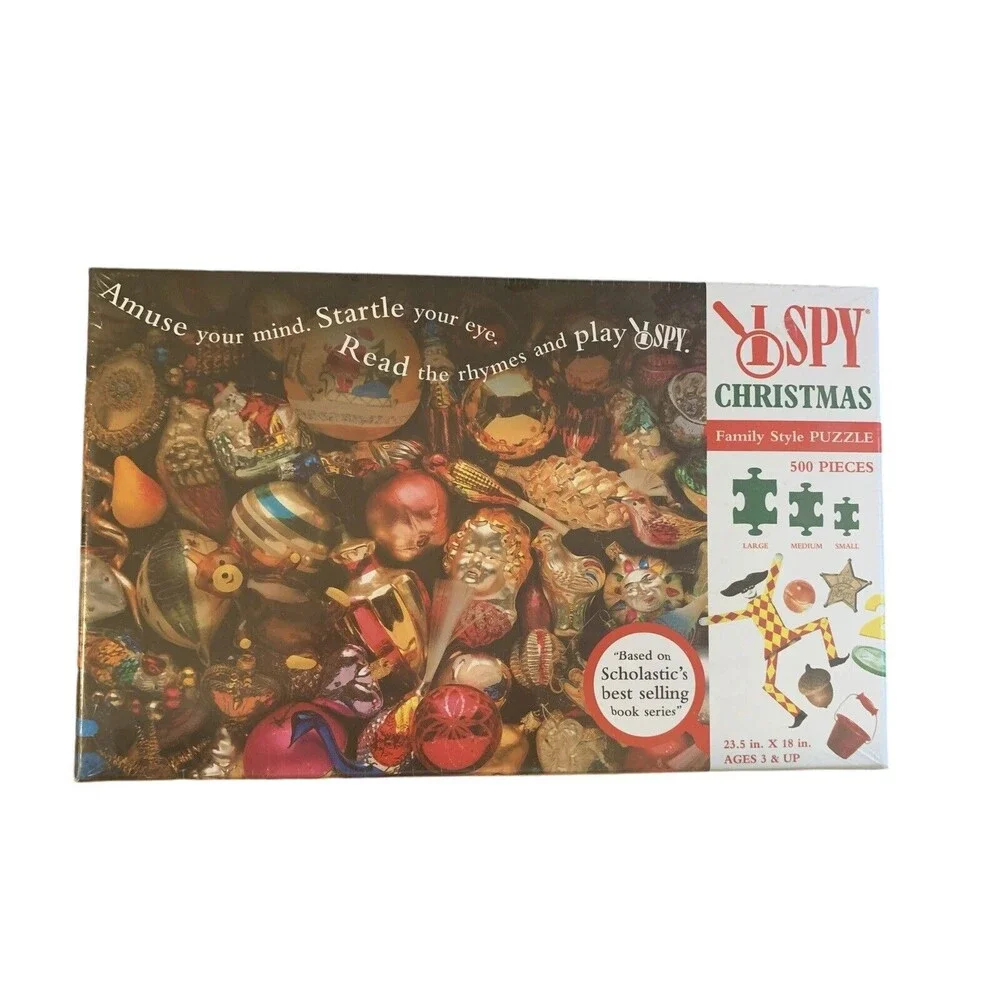 I SPY Christmas Family Style Puzzle 500 Pieces Scholastic Small Med & Lg Pieces